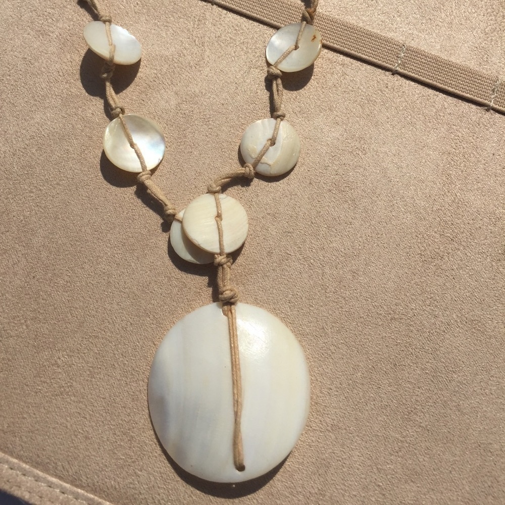 Shell Necklace on Threaded Cord Summer Beach Island